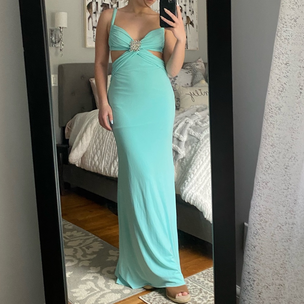 Turquoise y2k prom dress